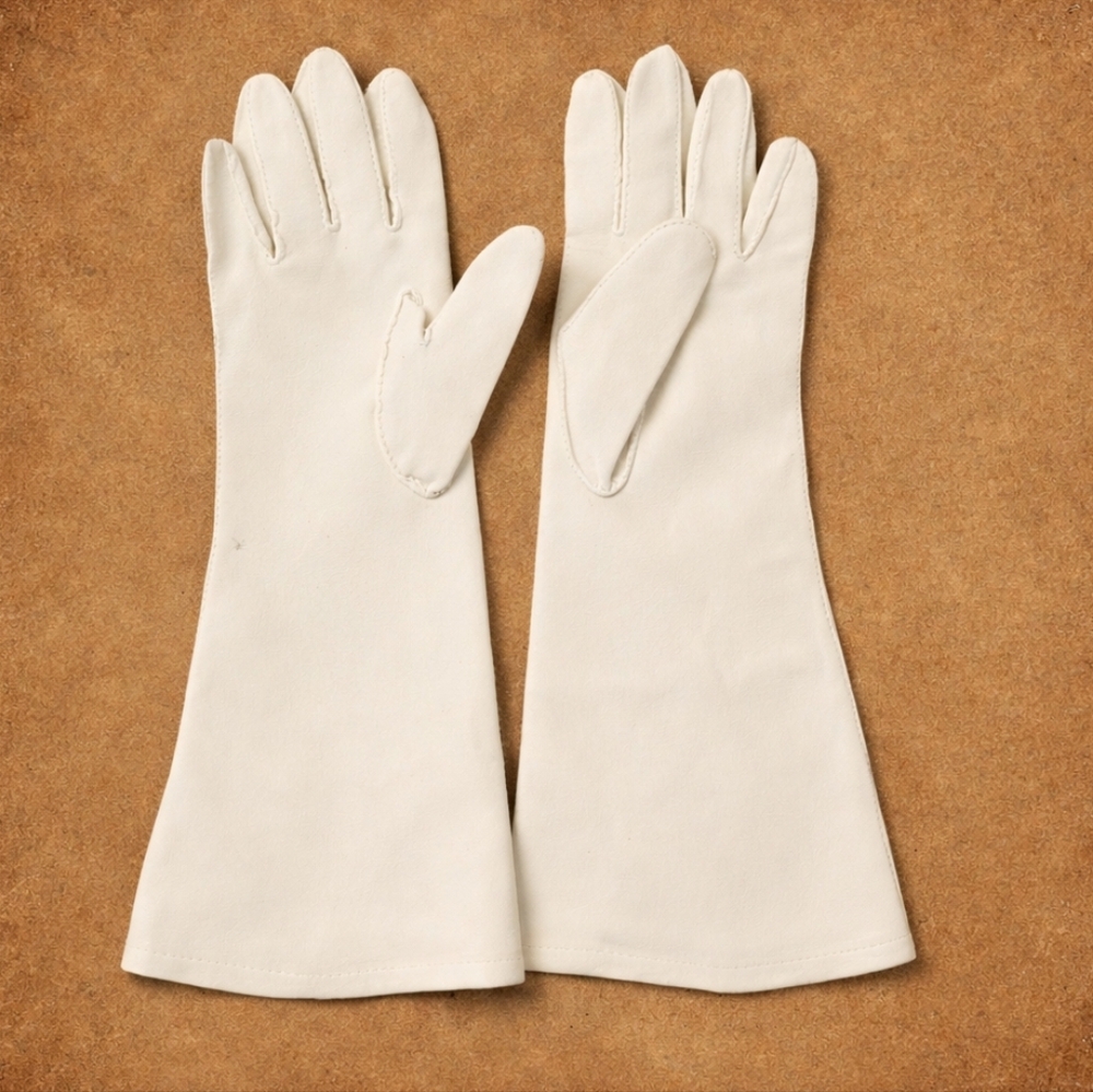 VINTAGE Long Cream Gloves Large Retro Formal Off White Costume